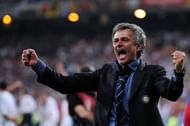 Jose Mourinho celebrates UEFA Champions League success with Inter in 2010